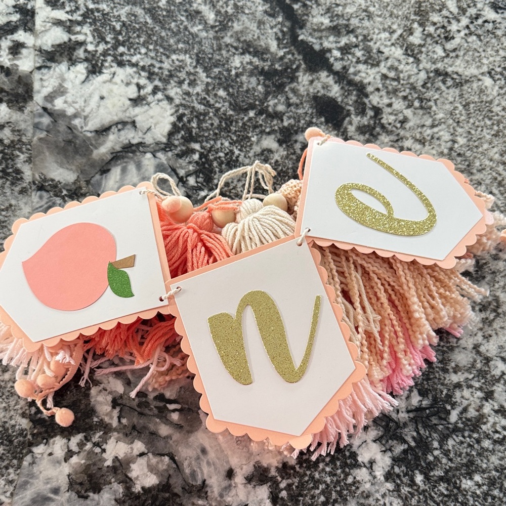 Peach and Gold First Birthday Banner